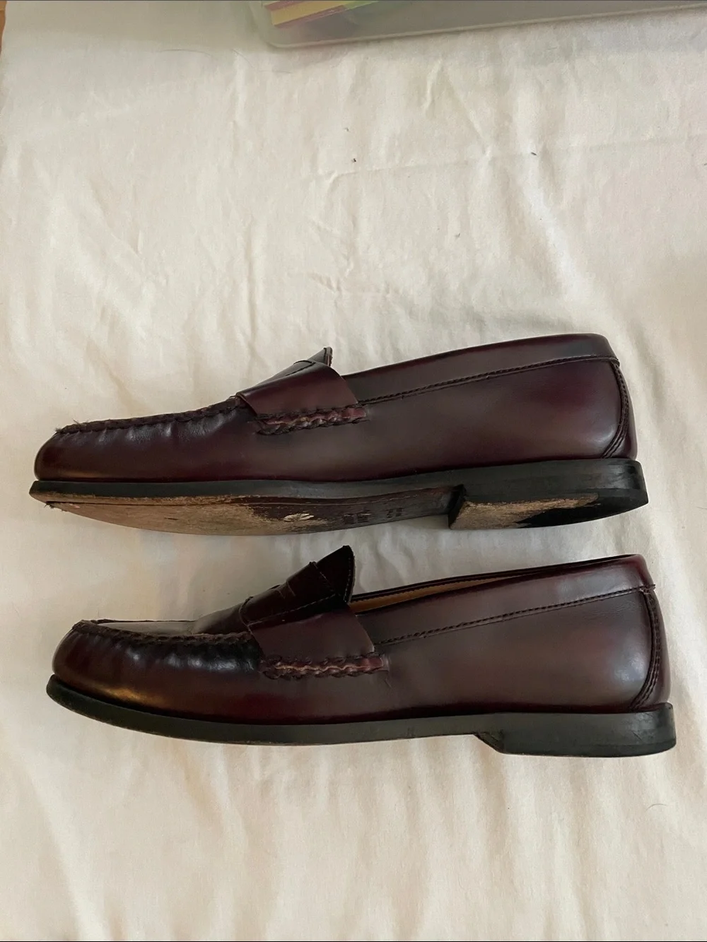 Johnston & Murphy Men's Burgundy Leather Penny Loafers